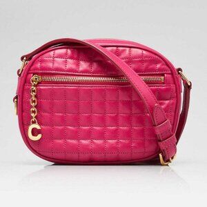 Celine Pink Quilted Calfskin Leather C Charm Small Camera Bag